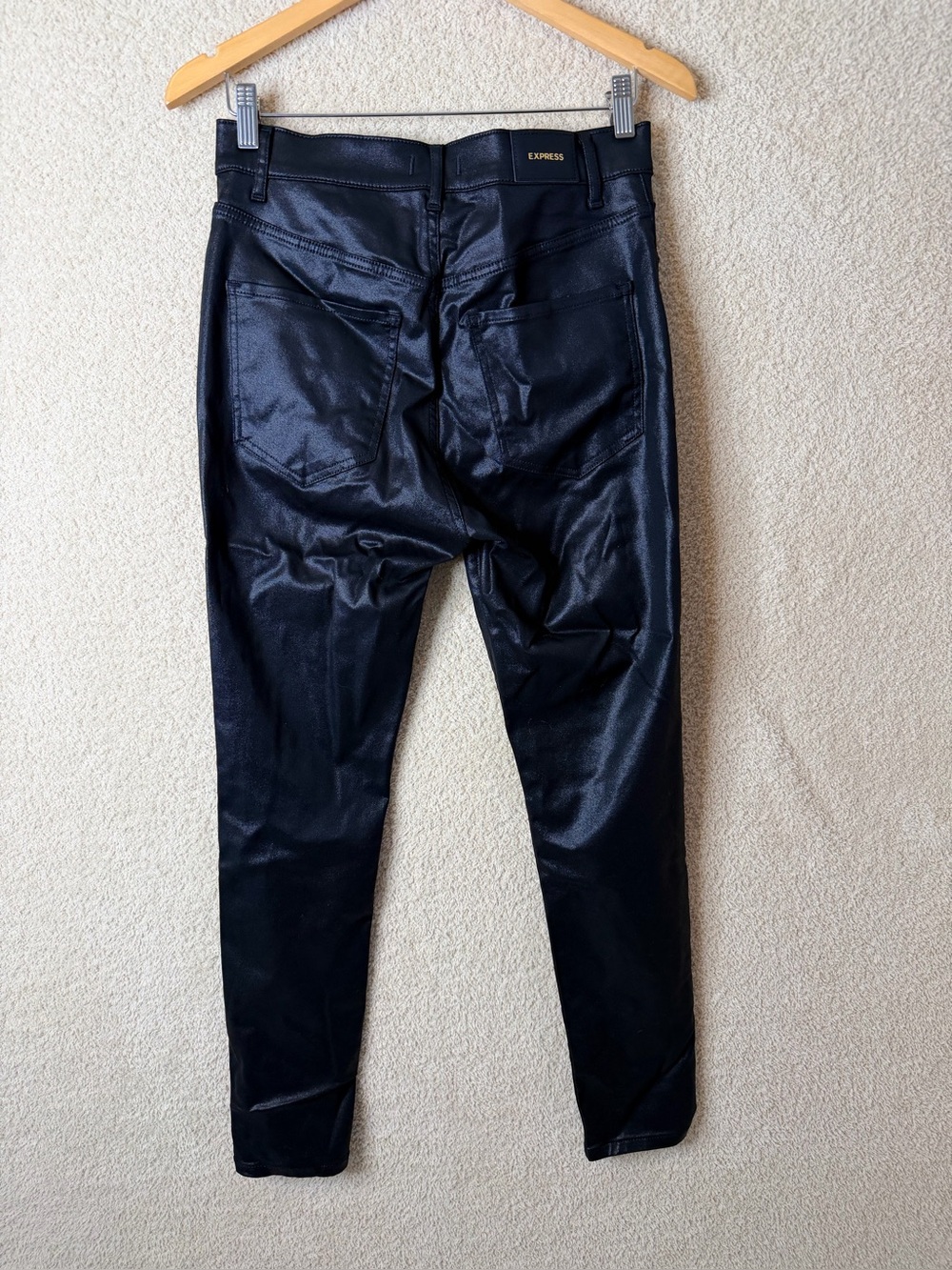 Express Women’s Super High Rise Coated Black Skinny Jeans Size 6R